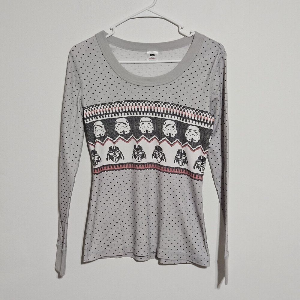 Hanna Andersson Shirt Adult Size Small GREY STAR WARS FAIR ISLE‎ VADER Long John